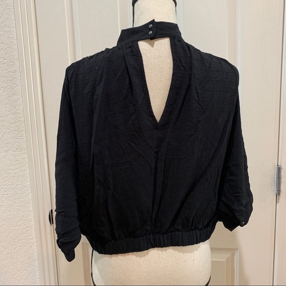 ANTHROPOLOGIE Maeve Surplice Hi-Neck Cutout Blouse - Picture 8 of 8